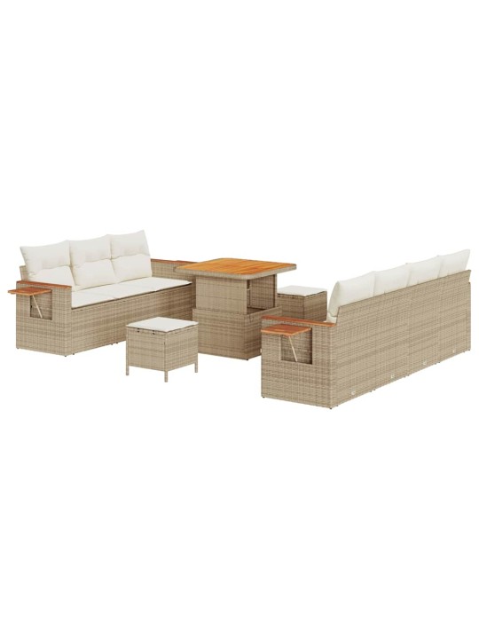 Dārza dīvānu komplekts 10 pcs bēša un krēmkrāsa 80 x 80 x 71 cm