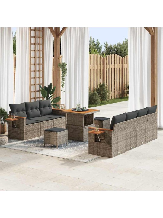 Dārza dīvānu komplekts 10 pcs pelēka 80 x 80 x 71 cm