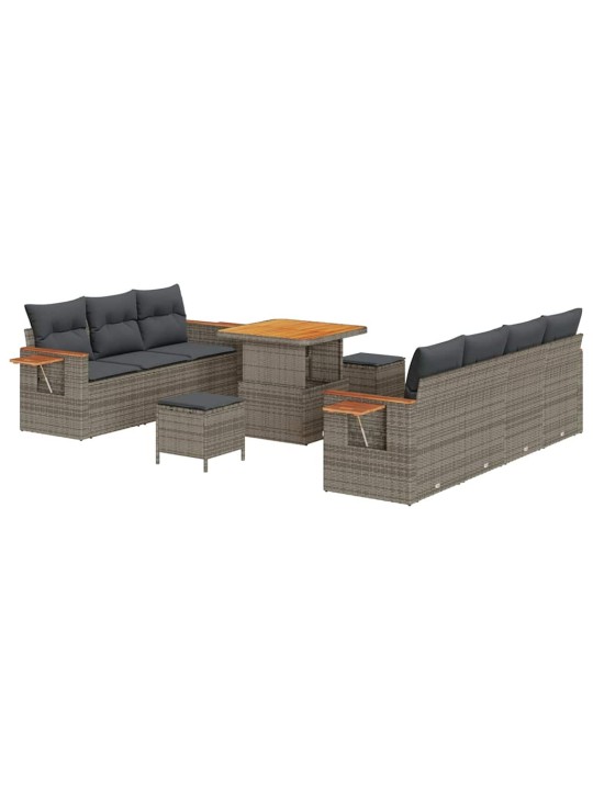 Dārza dīvānu komplekts 10 pcs pelēka 80 x 80 x 71 cm