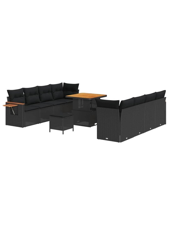 Dārza dīvānu komplekts ar spilvenu 11 pcs melna 80 x 80 x 71 cm