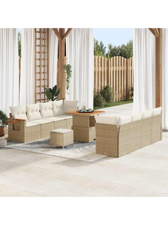 Dārza dīvānu komplekts 11 pcs bēša un krēmkrāsa 80 x 80 x 71 cm
