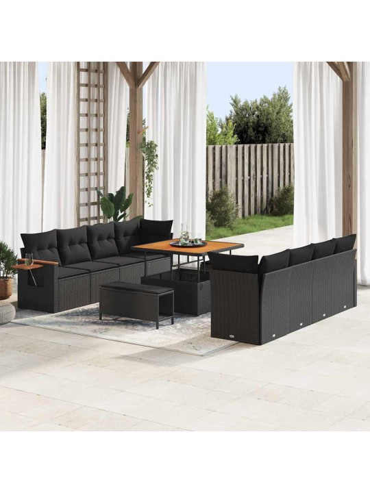 Dārza dīvānu komplekts manuāls 11 pcs melna 100 x 100 x 71 cm