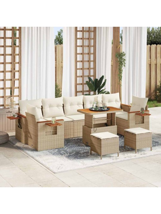 Dārza dīvānu komplekts 10 pcs bēša un krēmkrāsa 90 x 55 x 71 cm