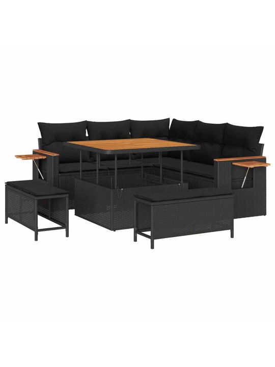 Dārza dīvānu komplekts 8 pcs melna 100 x 100 x 71 cm