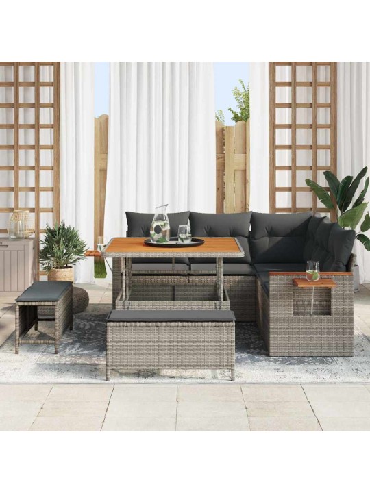 Dārza dīvānu komplekts manuāls 8 pcs pelēka 100 x 100 x 71 cm