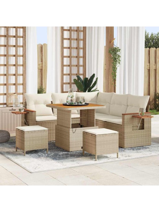 Dārza dīvānu komplekts 8 pcs bēša un krēmkrāsa 80 x 80 x 71 cm