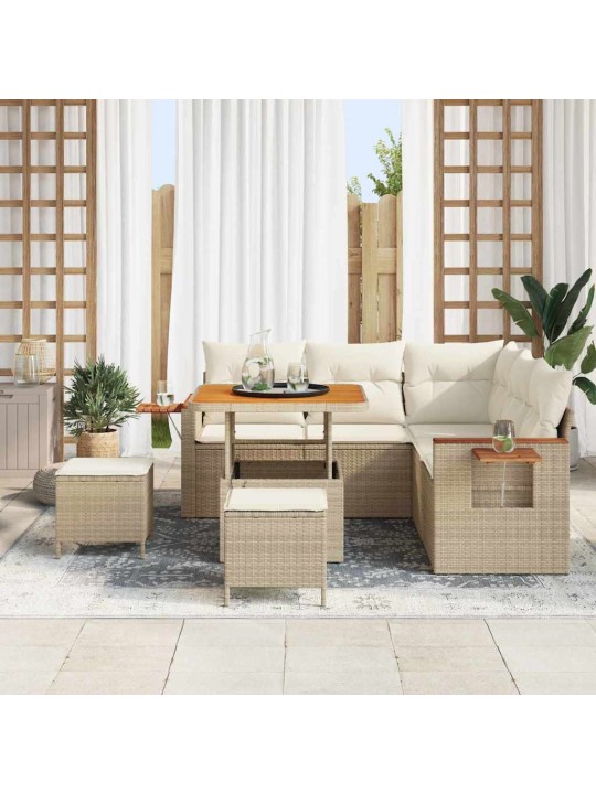 Dārza dīvānu komplekts 8 pcs bēša un krēmkrāsa 80 x 80 x 71 cm