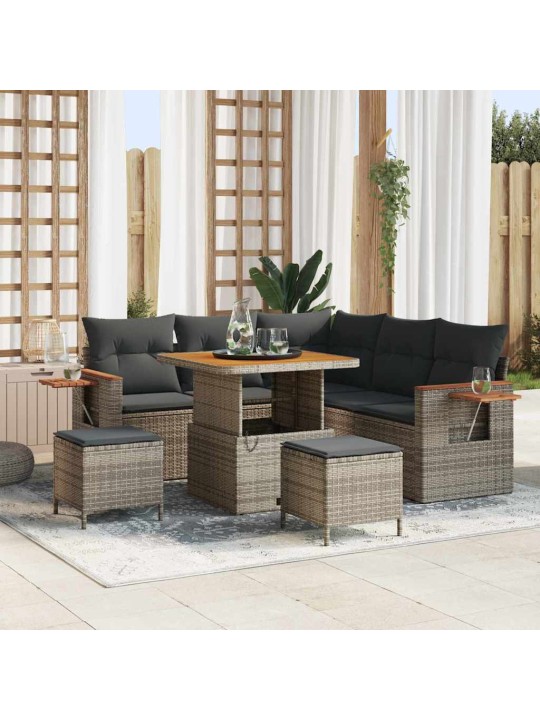 Dārza dīvānu komplekts ar spilvenu 8 pcs pelēka 80 x 80 x 71 cm