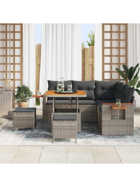 Dārza dīvānu komplekts ar spilvenu 8 pcs pelēka 80 x 80 x 71 cm