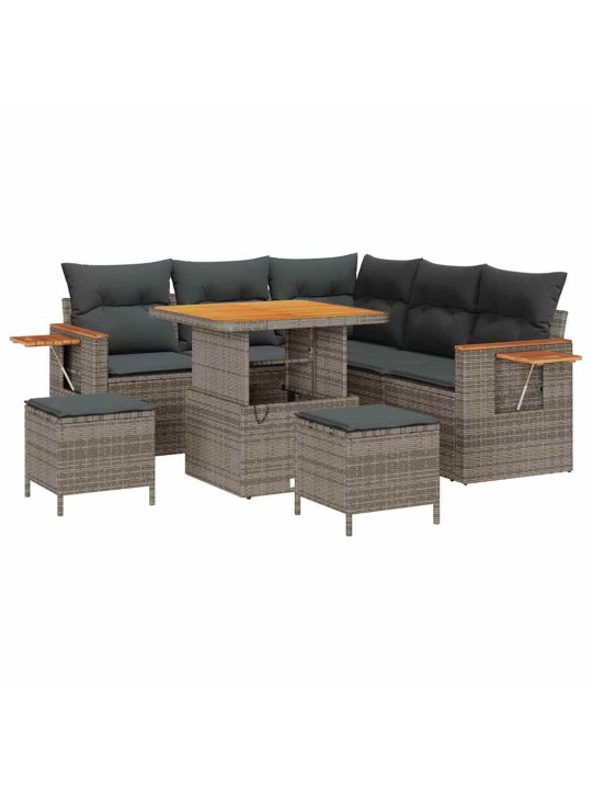 Dārza dīvānu komplekts ar spilvenu 8 pcs pelēka 80 x 80 x 71 cm