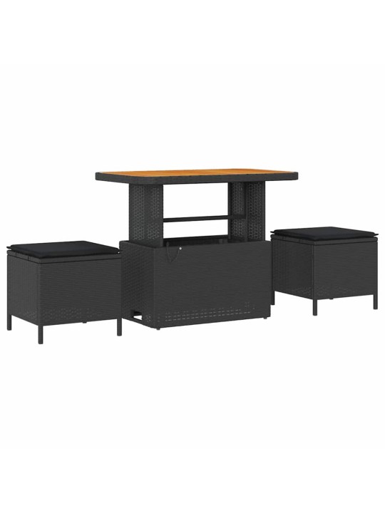 Dārza dīvānu komplekts ar spilvenu 8 pcs melna 90 x 55 x 71 cm