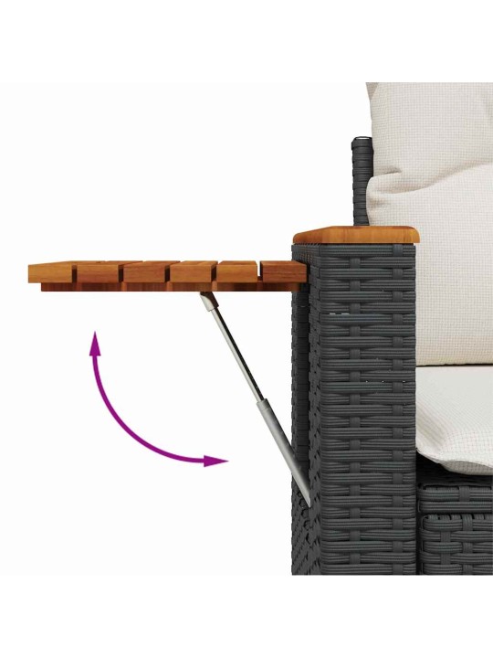 Dārza dīvānu komplekts ar spilvenu 8 pcs melna un krēmkrāsas