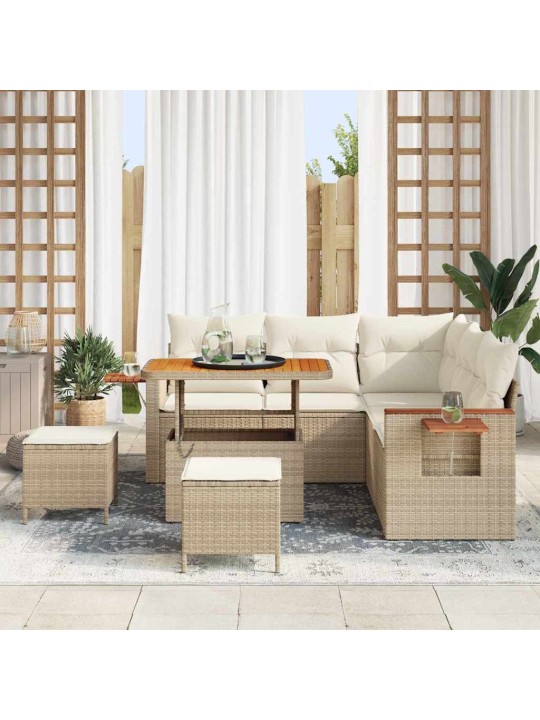Dārza dīvānu komplekts 8 pcs bēša un krēmkrāsa 90 x 55 x 71 cm