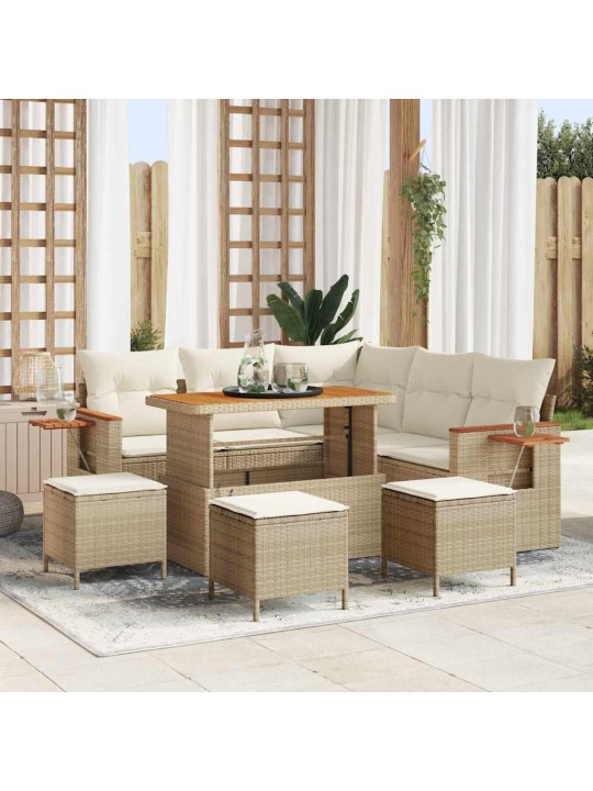 Dārza dīvānu komplekts 9 pcs bēša un krēmkrāsa 110 x 55 x 71 cm