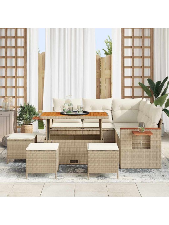 Dārza dīvānu komplekts 9 pcs bēša un krēmkrāsa 110 x 55 x 71 cm