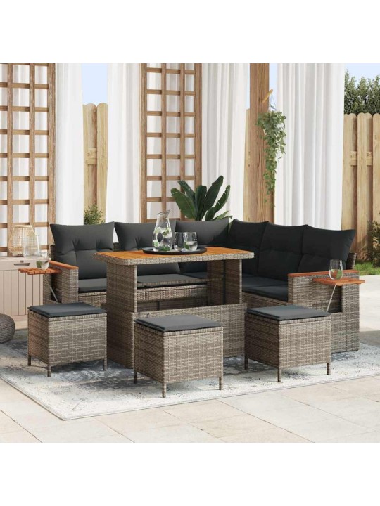 Dārza dīvānu komplekts 9 pcs pelēka 110 x 55 x 71 cm