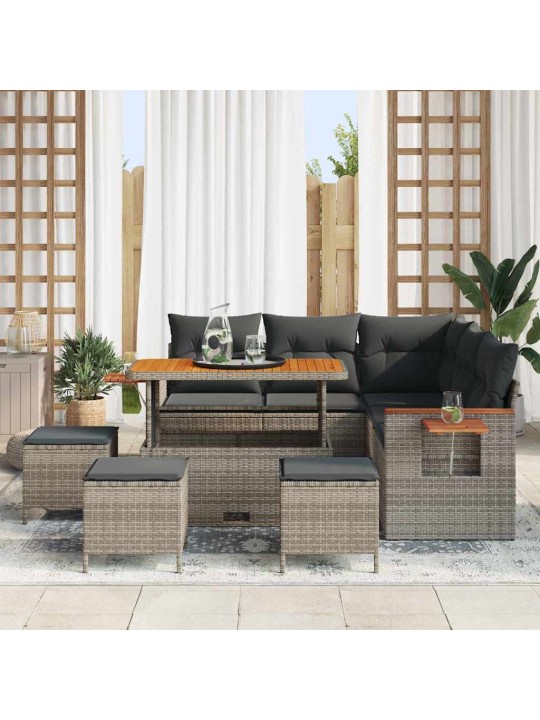 Dārza dīvānu komplekts 9 pcs pelēka 110 x 55 x 71 cm