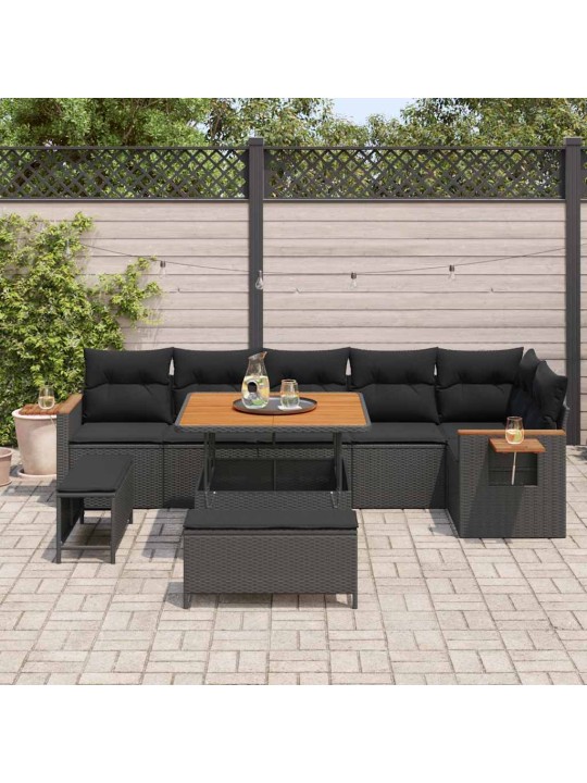 Dārza dīvānu komplekts 9 pcs melna 100 x 100 x 71 cm