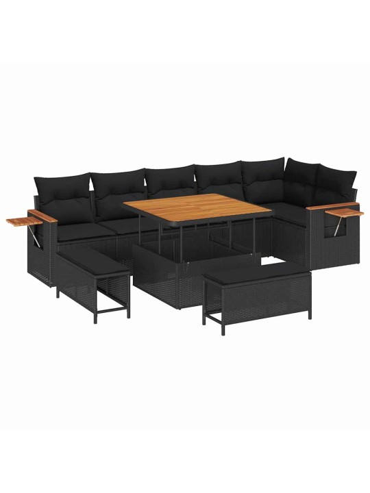 Dārza dīvānu komplekts 9 pcs melna 100 x 100 x 71 cm