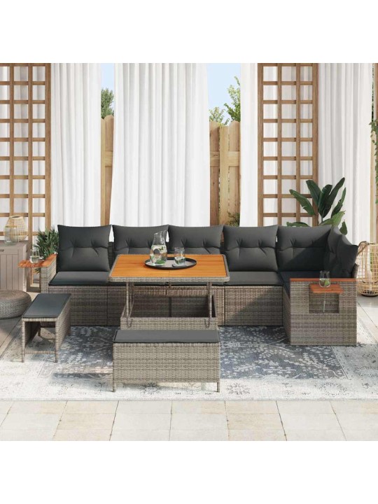 Dārza dīvānu komplekts 9 pcs pelēka 100 x 100 x 71 cm