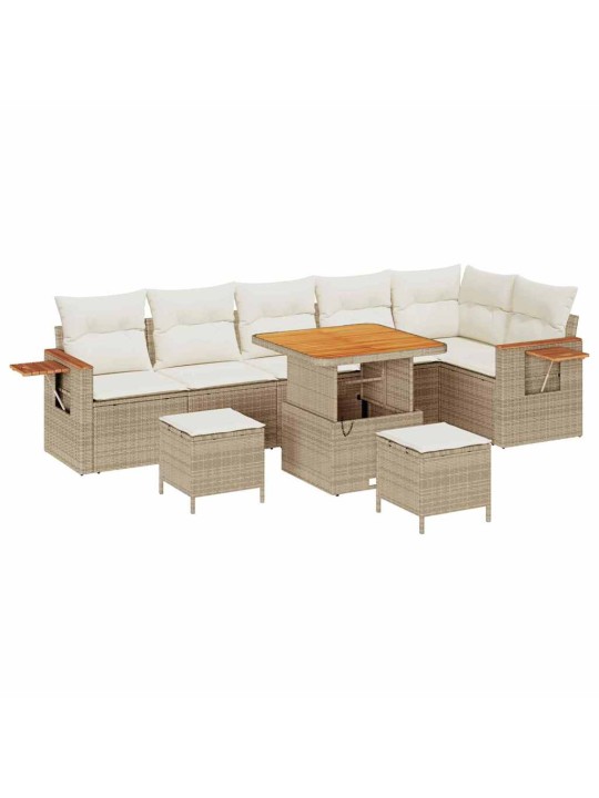Dārza dīvānu komplekts 9 pcs bēša un krēmkrāsa 80 x 80 x 71 cm