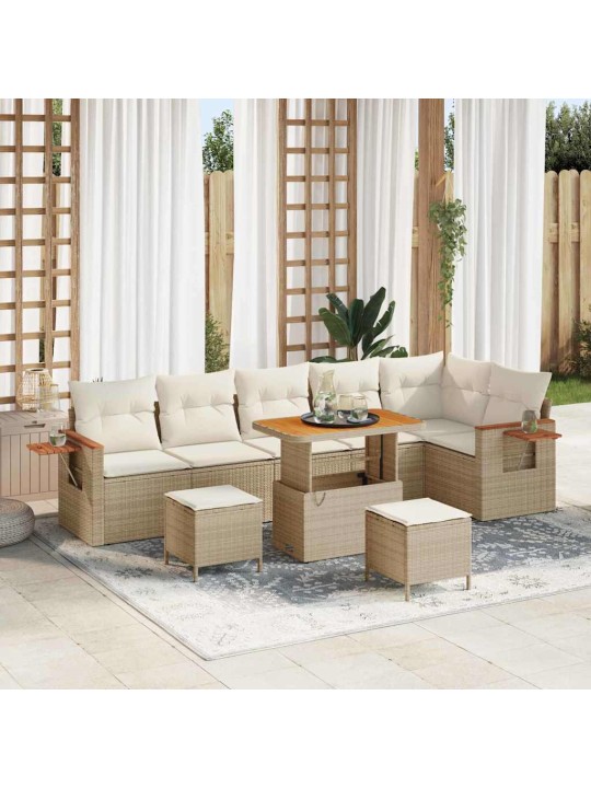 Dārza dīvānu komplekts 9 pcs bēša un krēmkrāsa 90 x 55 x 71 cm