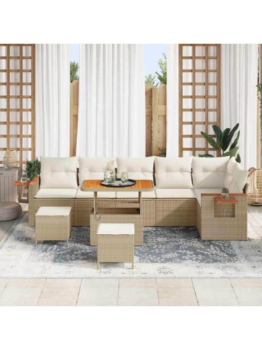 Dārza dīvānu komplekts 9 pcs bēša un krēmkrāsa 90 x 55 x 71 cm