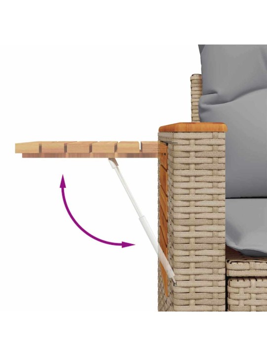 Dārza dīvānu komplekts ar spilvenu 9 pcs bēša un gaiši pelēka