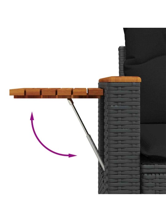 Dārza dīvānu komplekts 10 pcs melna 110 x 55 x 71 cm