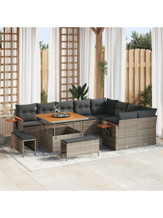 Dārza dīvānu komplekts 12 pcs pelēka 100 x 100 x 71 cm