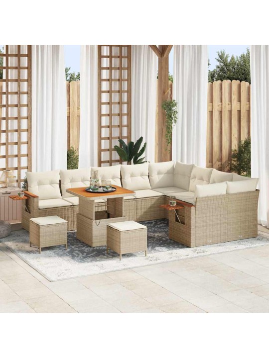 Dārza dīvānu komplekts 12 pcs bēša un krēmkrāsa 80 x 80 x 71 cm