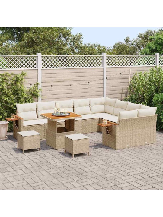 Dārza dīvānu komplekts 12 pcs bēša un krēmkrāsa 80 x 80 x 71 cm