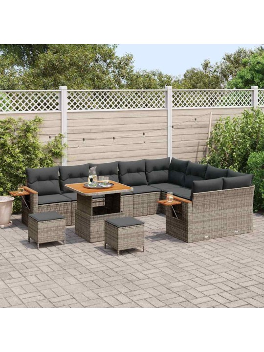 Dārza dīvānu komplekts 12 pcs pelēka 80 x 80 x 71 cm