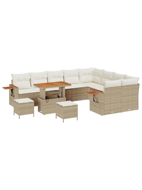 Dārza dīvānu komplekts 12 pcs bēša un krēmkrāsa 90 x 55 x 71 cm