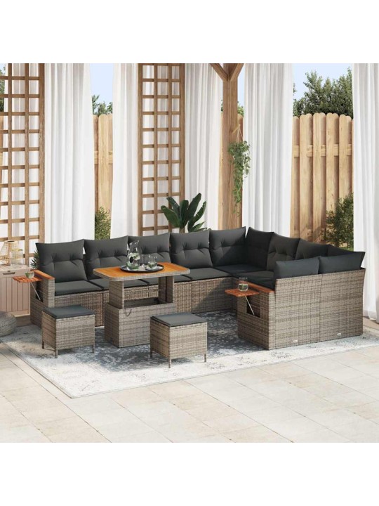 Dārza dīvānu komplekts 12 pcs pelēka 90 x 55 x 71 cm
