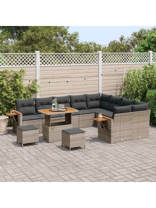 Dārza dīvānu komplekts 12 pcs pelēka 90 x 55 x 71 cm