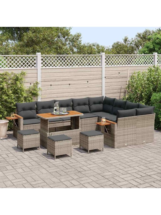 Dārza dīvānu komplekts 13 pcs pelēka 110 x 55 x 71 cm