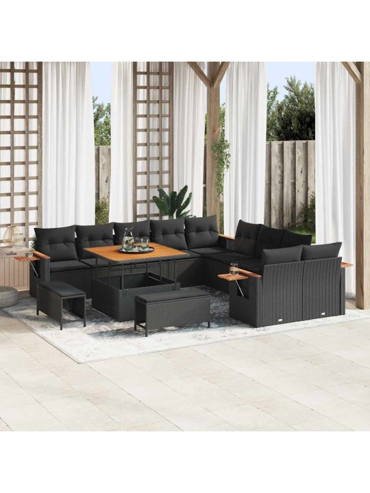 Dārza dīvānu komplekts 13 pcs melna 100 x 100 x 71 cm