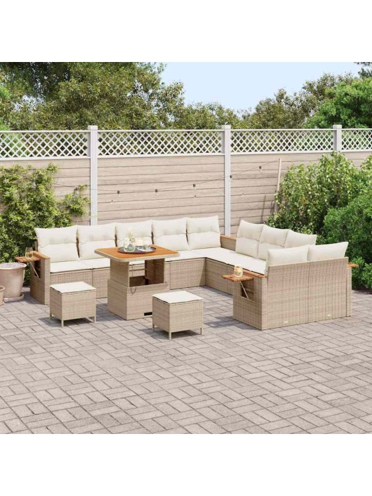 Dārza dīvānu komplekts 13 pcs bēša un krēmkrāsa 80 x 80 x 71 cm