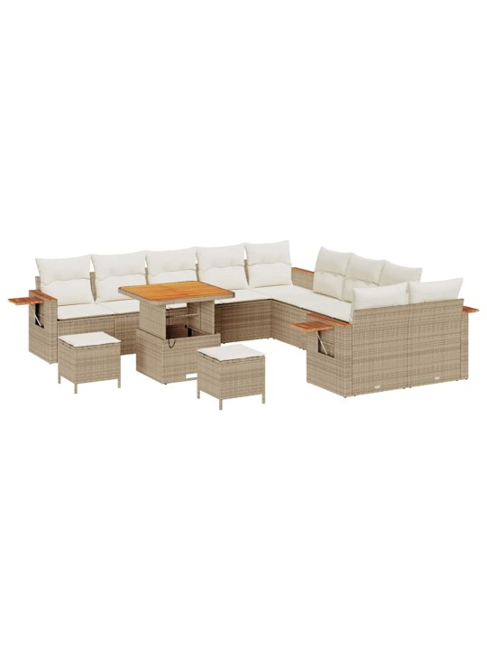 Dārza dīvānu komplekts 13 pcs bēša un krēmkrāsa 80 x 80 x 71 cm