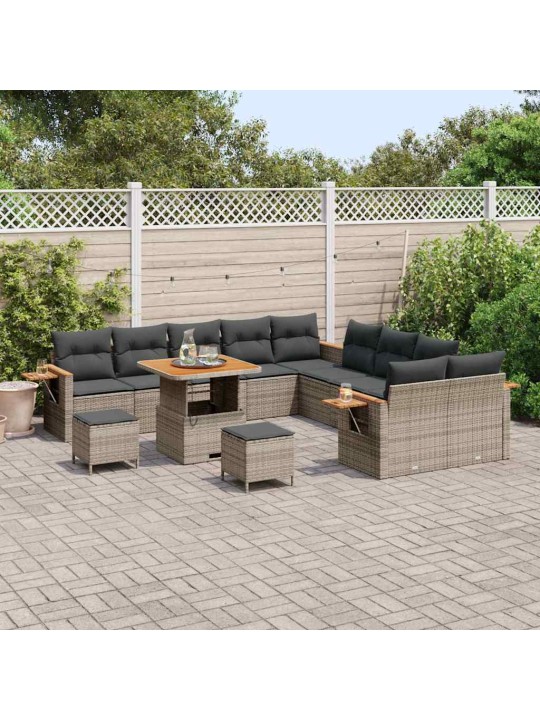 Dārza dīvānu komplekts 13 pcs pelēka 80 x 80 x 71 cm