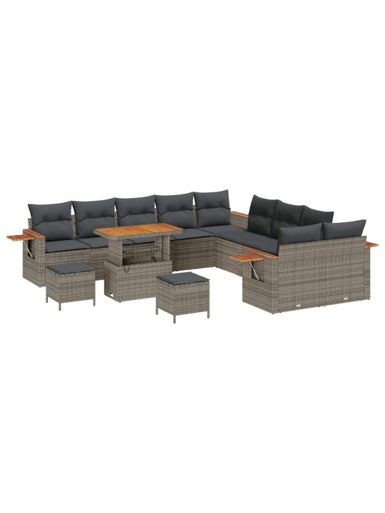 Dārza dīvānu komplekts 13 pcs pelēka 90 x 55 x 71 cm