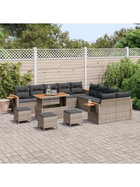 Dārza dīvānu komplekts 14 pcs pelēka 110 x 55 x 71 cm