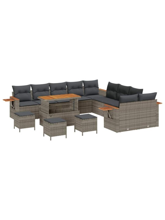Dārza dīvānu komplekts 14 pcs pelēka 110 x 55 x 71 cm