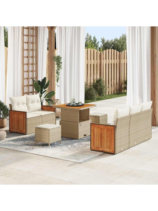 Dārza dīvānu komplekts 8 pcs bēša un krēmkrāsa 80 x 80 x 71 cm