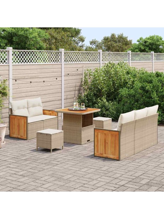 Dārza dīvānu komplekts 8 pcs bēša un krēmkrāsa 80 x 80 x 71 cm