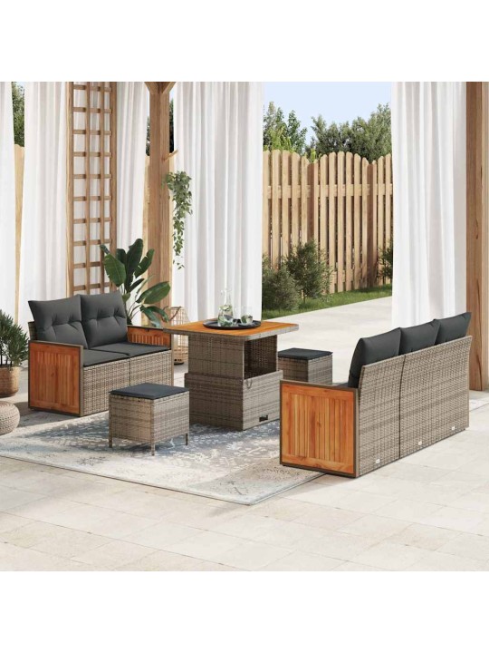 Dārza dīvānu komplekts ar spilvenu 8 pcs pelēka 80 x 80 x 71 cm