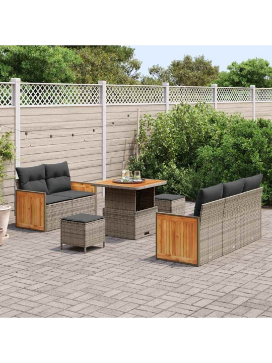 Dārza dīvānu komplekts ar spilvenu 8 pcs pelēka 80 x 80 x 71 cm