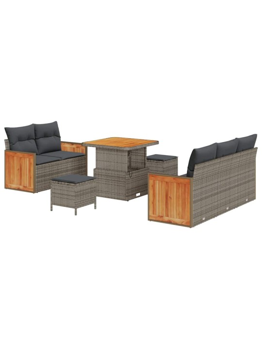 Dārza dīvānu komplekts ar spilvenu 8 pcs pelēka 80 x 80 x 71 cm