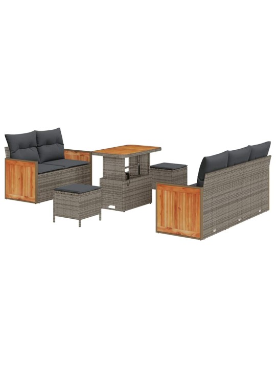 Dārza dīvānu komplekts ar spilvenu 8 pcs pelēka 90 x 55 x 71 cm